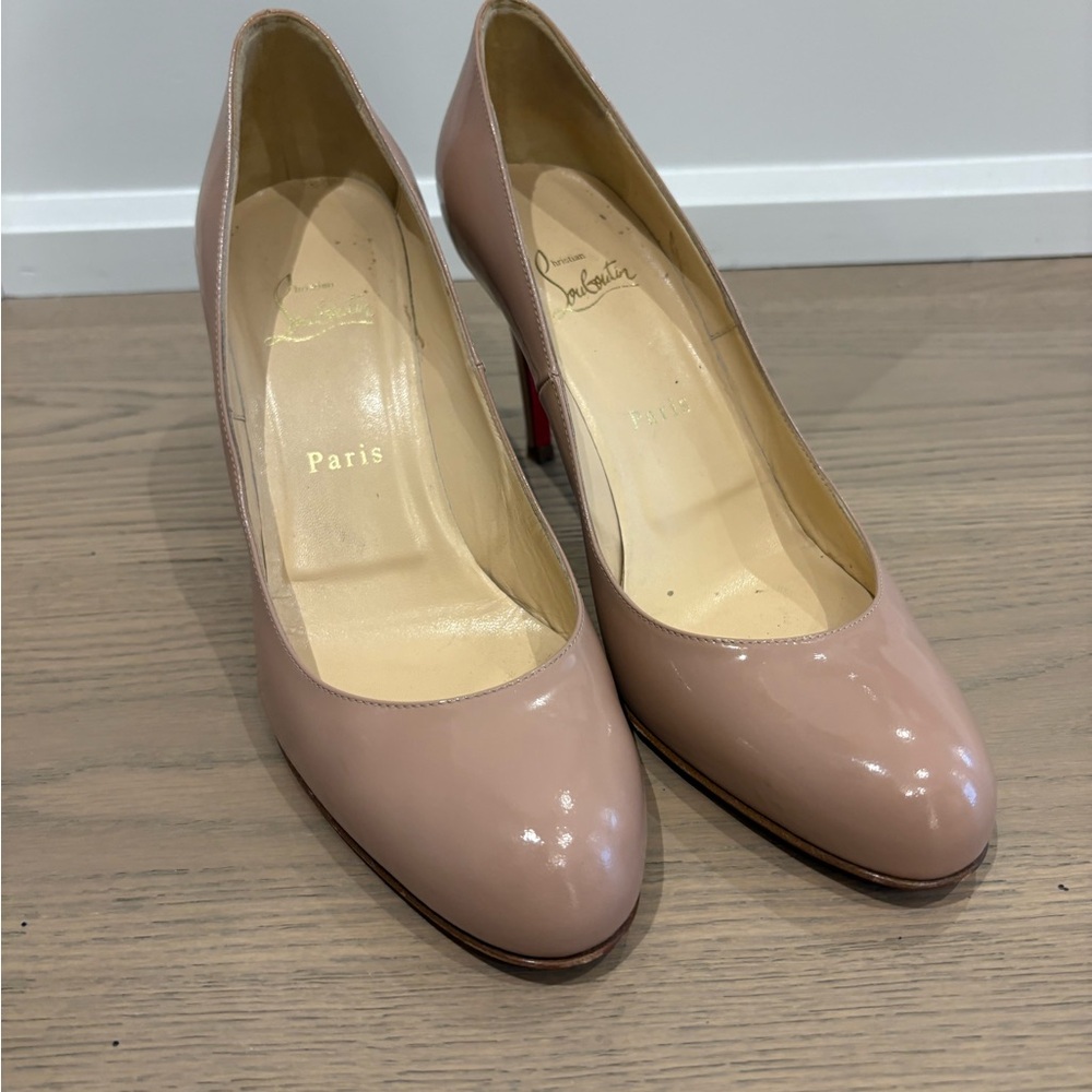 Christian Louboutin 85mm Nude Patent Leather Pumps 39.5 Summer - Picture 2 of 13